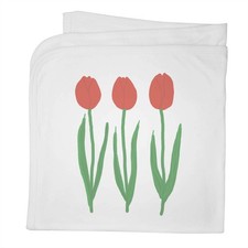 'Three Red Tulips' Cotton Baby Blanket / Shawl BY00042783