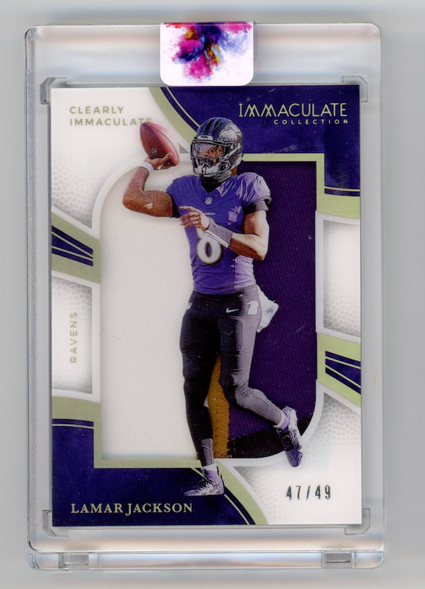 LAMAR JACKSON 2025 Immaculate Collection Clearly Immaculate Patch /49 Ravens