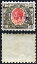 KUT SG105s KGV One Hundred Pounds Red and Black Opt Specimen Ex DLR Archives