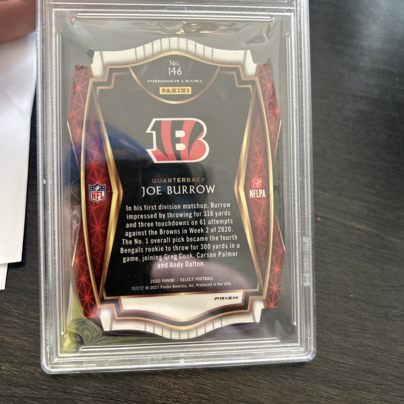 Joe Burrow 2020 Select Premier Level Blue Prizm Die Cut PSA 10 Rookie Card RC