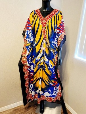 Jessica Taylor Multi Color Zebra Print Caftan. NWT.