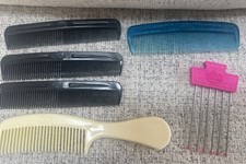 Vintage Goody Unbreakable Black Pocket Comb 5 Blue, Pink, White Combs Lot Of 6