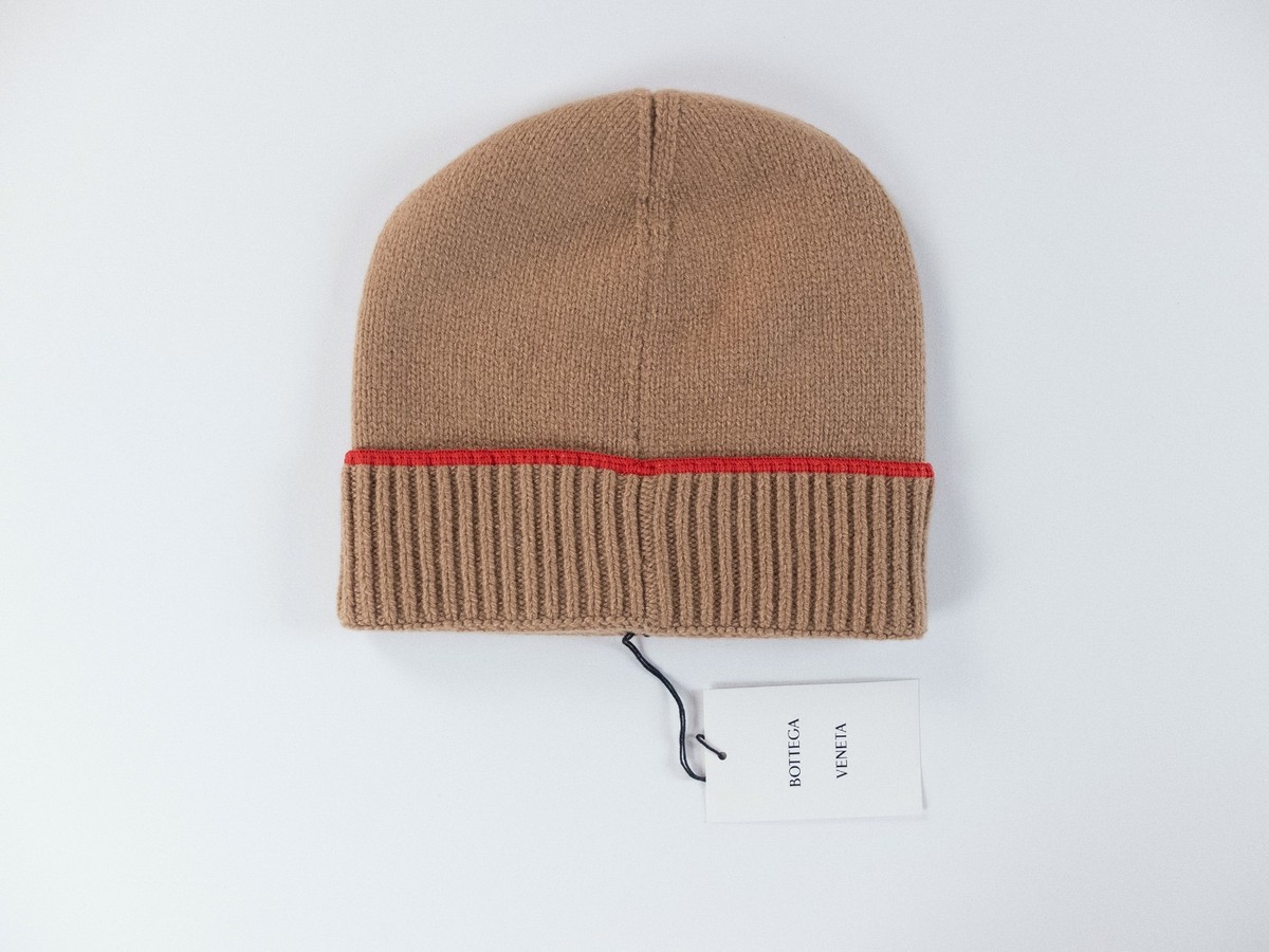 NO CUSTOMS TAX) BOTTEGA VENETA camel brown wool cashmere beanie