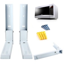2*Microwave White Wall Mounting Holder Brackets Shelf With Extendable Arms
