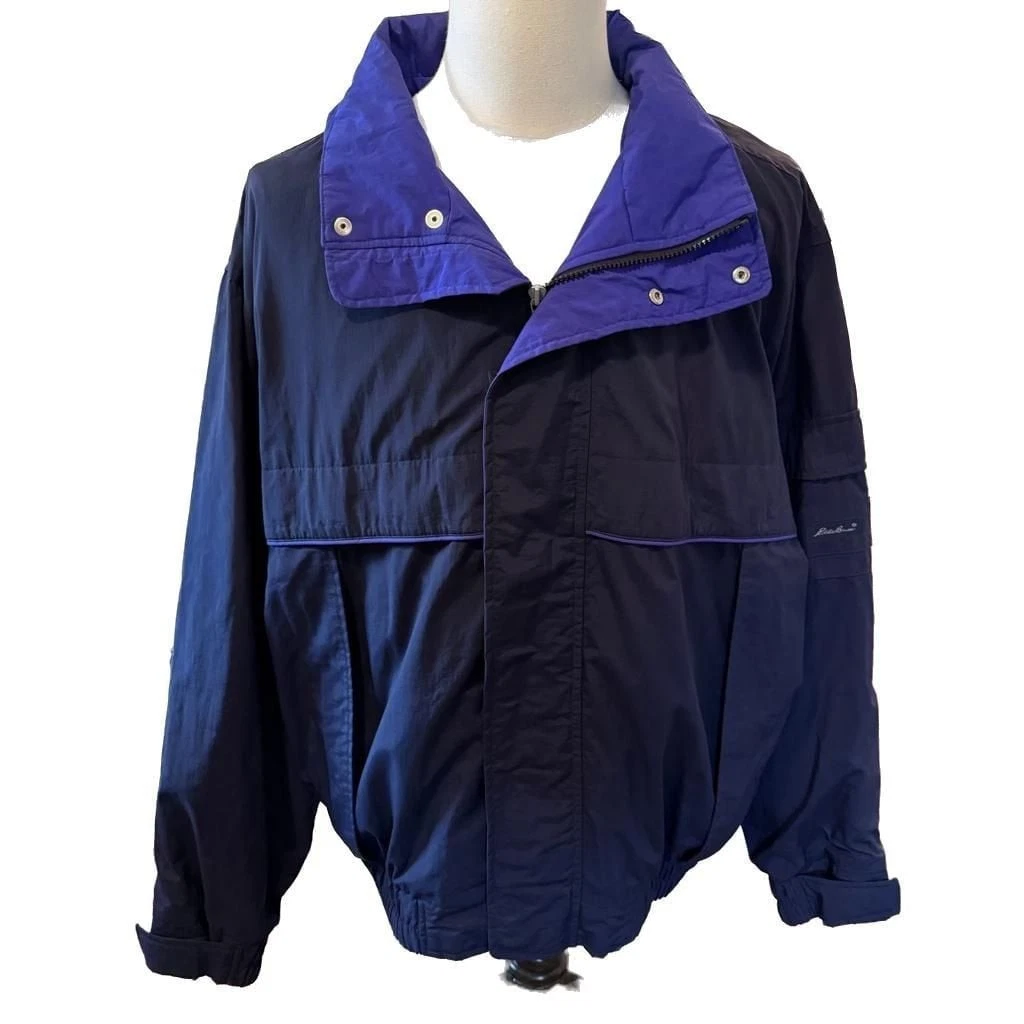 Vintage 90s Eddie Bauer Colorblock Full Zip Nylon Windbreaker Jacket Large