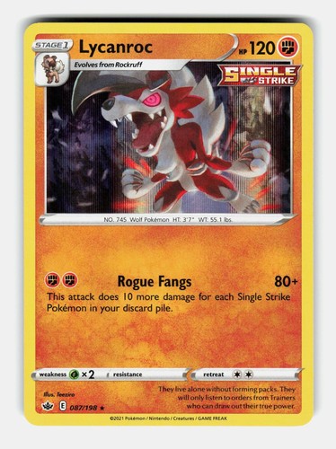 Lycanroc 087/198 Holo Rare Chilling Reign Pokemon Near Mint