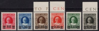 VATICAN 1934-37 PROVISIONAL 6 VALUES G.I MNH** FRESH AND CENTERED CERT.