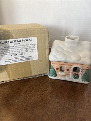 VINTAGE Current Gingerbread House votive tealight candle holder Christmas READ