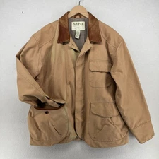 ORVIS Jacket Mens L Houndstooth Lined Chore Barn Coat Utility Hunting Brown VTG