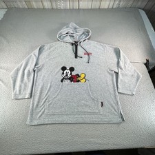 Vintage Mickey Unlimited Hoodie Mens Large Gray 1/4 Zip Fleece Mickey Mouse Y2K