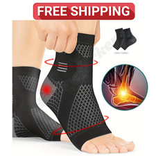 2Pcs Copper Infused Ankle Support Compression Sleeve Adjustable Sports Brace