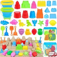 Collapsible Beach Toys Set Kids Sand Castle Bucket Shovel Travel 32 PCS New