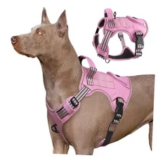 Heavy Duty Tactical Dog Harness for Large Dogs, Adjustable S Pink
