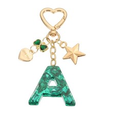 Cute Initial Letter Keychain, Letter A Keychains for Women Girls Bling Green