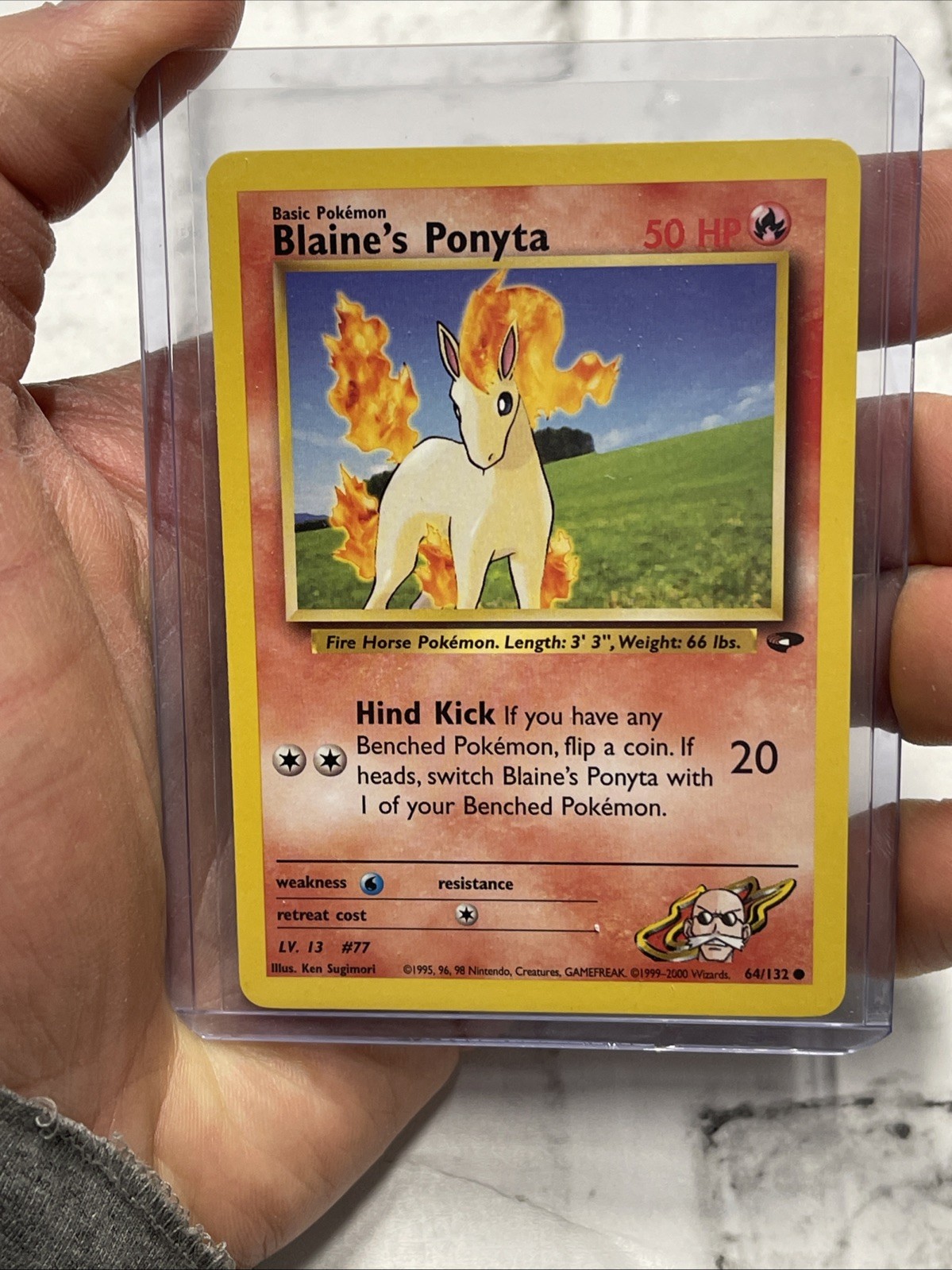 Blaines Ponyta 64/132 - Gym Challenge - VINTAGE WOTC Pokemon Card NM/MT Nintendo