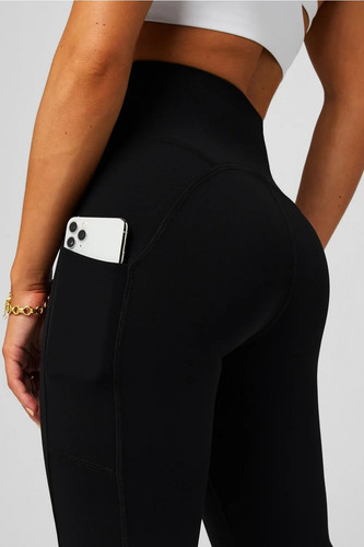 Mini llamarada de cintura alta con bolsillos para clima frío FABLETICS - negra - talla M - Imagen 3 de 4