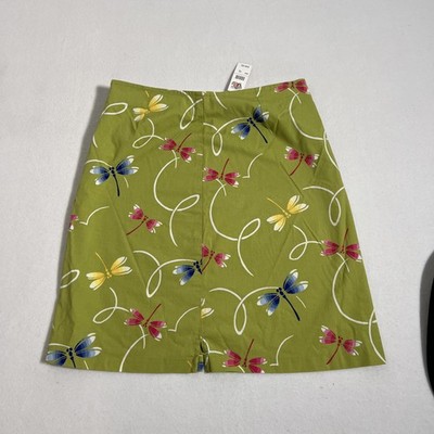 Talbots Kids Skirt Girls 16 Green Dragonfly Print A Line Stretch School Nature