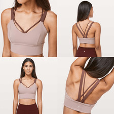 LULULEMON Women  s Smoky Blush  Antique Bark Pushing Limits Bra C/D Cup Size 4