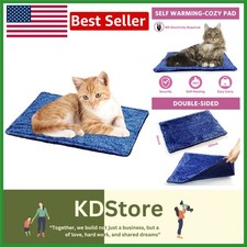 Self Warming Cat Bed Soft Cozy Donut Pet Mat No Electric Washable Small Blue
