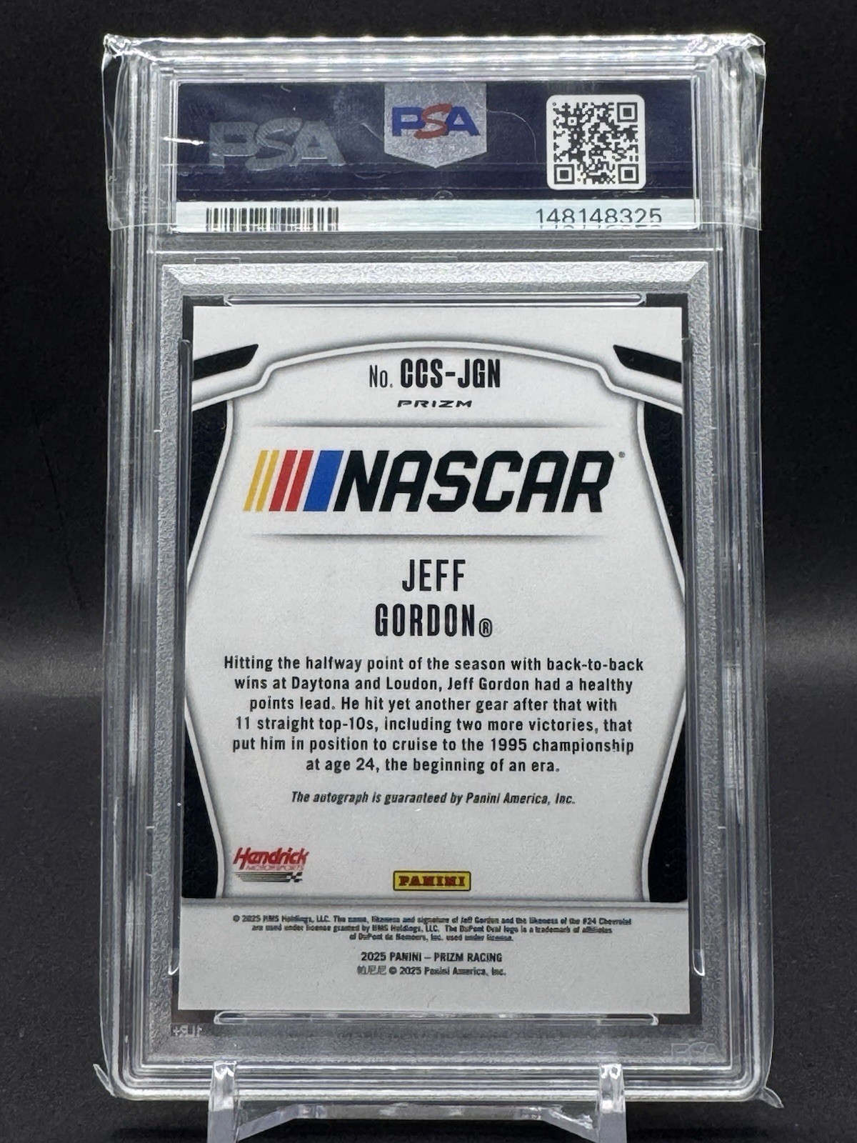 2025 Panini Prizm Cup Champions Signatures Jeff Gordon Autograph PSA 10 Gem Mint view 2