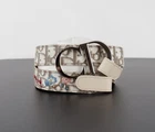 Christian Dior 85 cm CD Buckle Flower Embroidered Monogram Canvas Waist Belt
