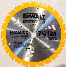 DEWALT 7-1/4” Circular Saw Blade, 24T, Carbide, Fast Cutting (DW3178)
