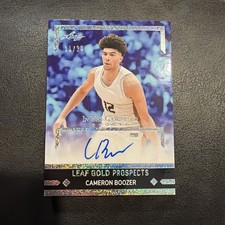 2025 Leaf In The Game Used Gold Prospects Cameron Boozer Auto #11/20 Blue.