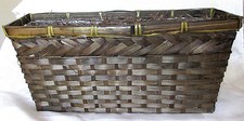 WICKER LINED PLANTER BASKET 16" WIDE X 6-3/4" DEEP X 7" TALL