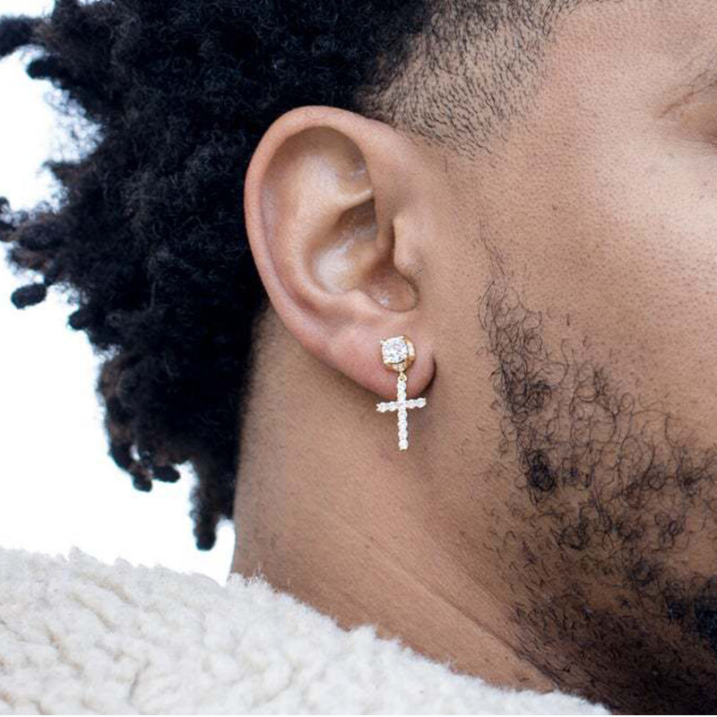 Diamond earrings deals with cross hanging