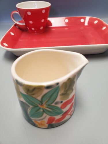 April Cornell "Canterbury" Tea Espresso Set for One 7 Piece Polka Dot Florals - Picture 13 of 23