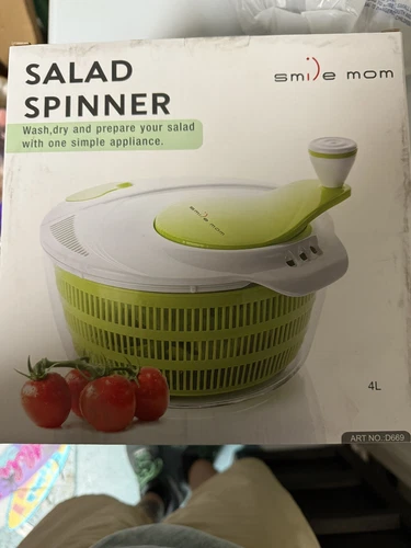 Smile mom Salad Spinner Large Lettuce Kitchen Gadgets, 4QT, Green 