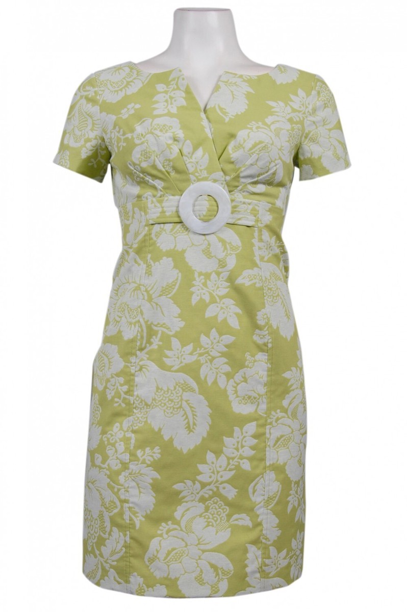 jessica howard lime green dress Jessica Howard Lime Floral Jacquard Vintage Style Dress