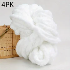 4PK White Chenille Chunky Yarn Jumbo Fluff Thick Knit Blanket Crochet Amigurumi