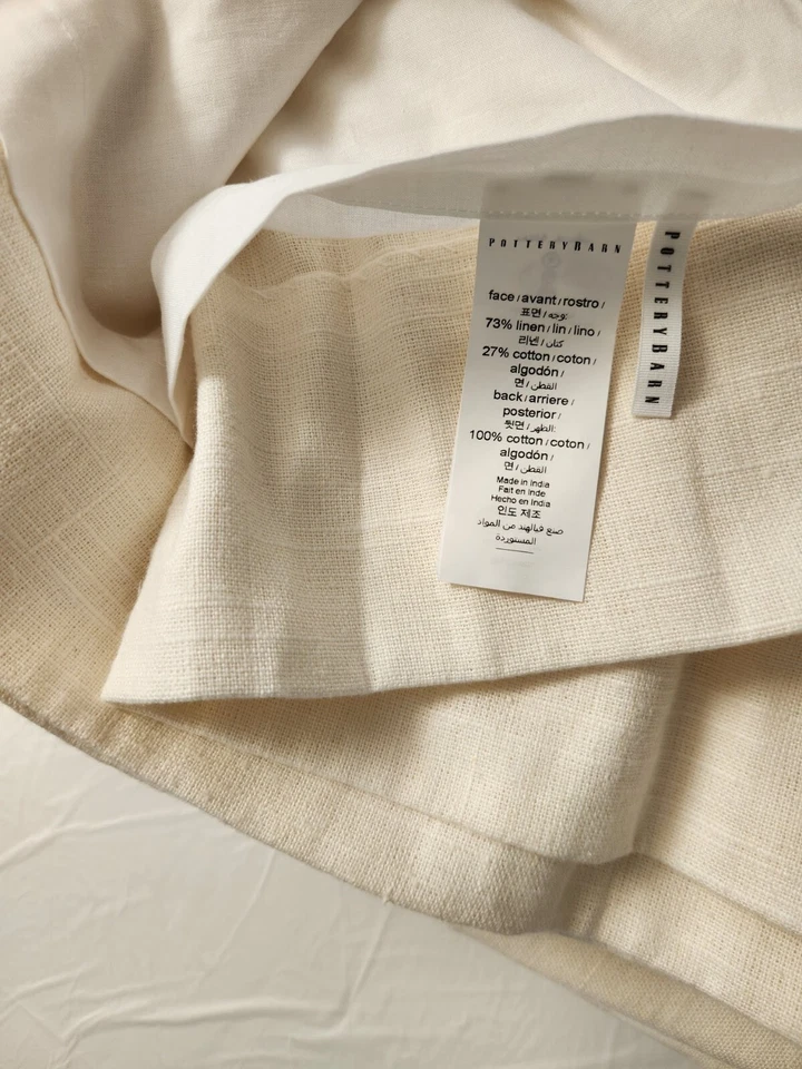 Pottery Barn 3-in-1 Pole Top Custom Emery Linen 1-Curtain 96" x 106" Ivory - Image 2 of 3