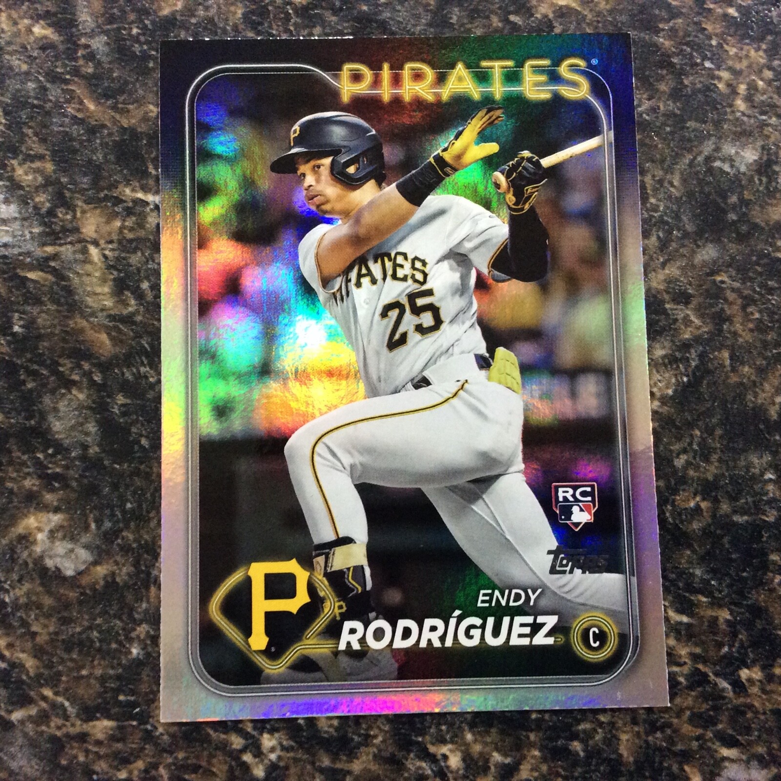 2024 Topps #3 Endy Rodriguez RC Pittsburgh Pirates Rainbow Foil
