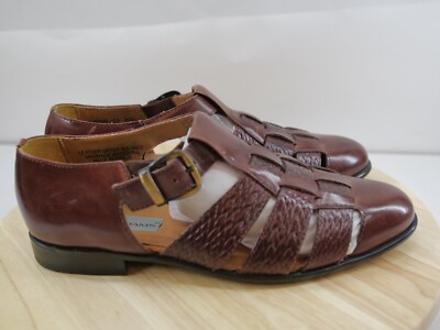 Stacy Adams Men’s Tonga Hurache Slip On Sandals - Size 9 Stacy Adams Woven Huarache Sandals, 21514-03, Leather, Brown  main image 2