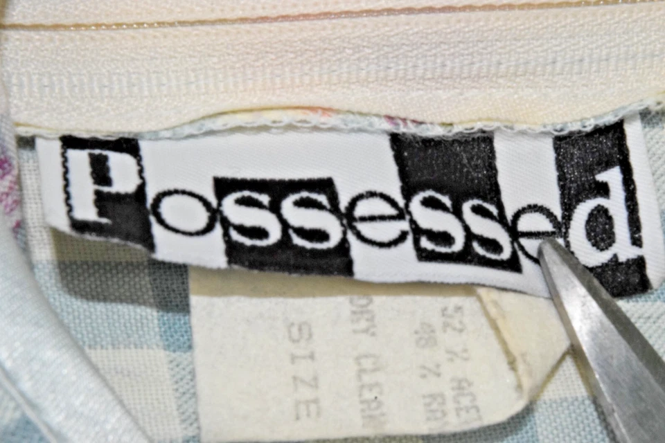 Vestido Vintage Poseído Talla 7 Años 80 Azul Guinga Flores Cinturón 2 Capas Hecho en EE. UU. Foto 3 de 4