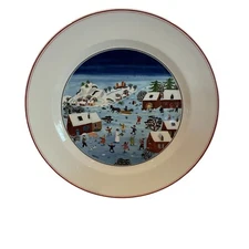 VILLEROY & BOCH - NAIF CHRISTMAS VILLAGE LAPLAU - PORCELAIN DINNER PLATE - 10.5