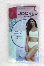 New 3pk JOCKEY covered waistband 100 cotton FRENCH CUT DARK ROSE green white 6