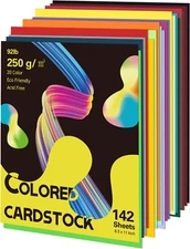 Colored Cardstock 142 Sheets, 8.5” X 11” Cardstock Paper - 20 Assorted Colors, 2