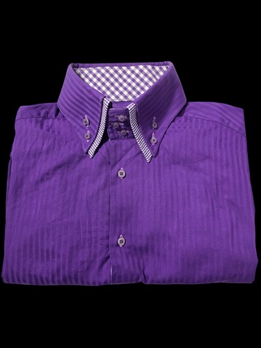 COOGI LUXE UNIQUE COLLAR, CONTRAST CUFFS COTTON SHIRT 2XL - Picture 9 of 10