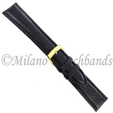 20mm Morellato Black Genuine Calfskin Leather Padded Stitched Watch Band 754