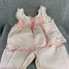 Toddler Pink White Cotton Summer Pajama Set Deadstock 1960s Mismatch Size 2/4