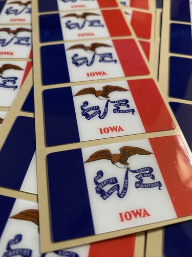 "Iowa Staatsflagge Aufkleber IA Fahrradhelm Fahrzeug Lizenzschild Aufkleber 1,9"" x 1,1" - Bild 4 von 4
