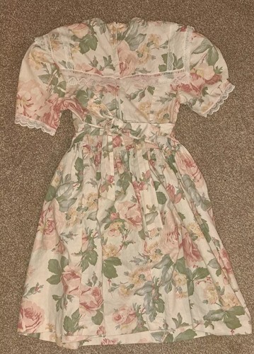 Vintage Jessica Mcclintock Gunne Sax Style Dress Girls 7 Floral Print With Lace - Picture 6 of 7