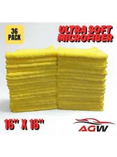 Microfiber Towel Cleaning Cloth Yellow Auto Detail Polishing 16" x 16" | 36 Pack