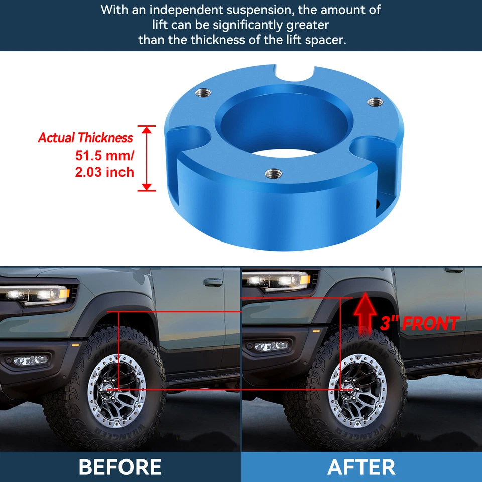 3" Front 2" Rear Leveling Lift Kit Blue For Chevrolet Silverado 1500 2007-2022 - Изображение 2 из 4