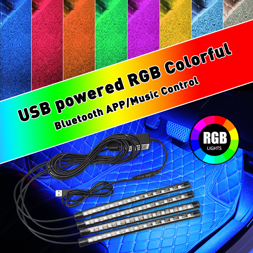 22CM RGB LED Auto Car Interior Decor Atmosphere Wire Strip Light APP Control USA