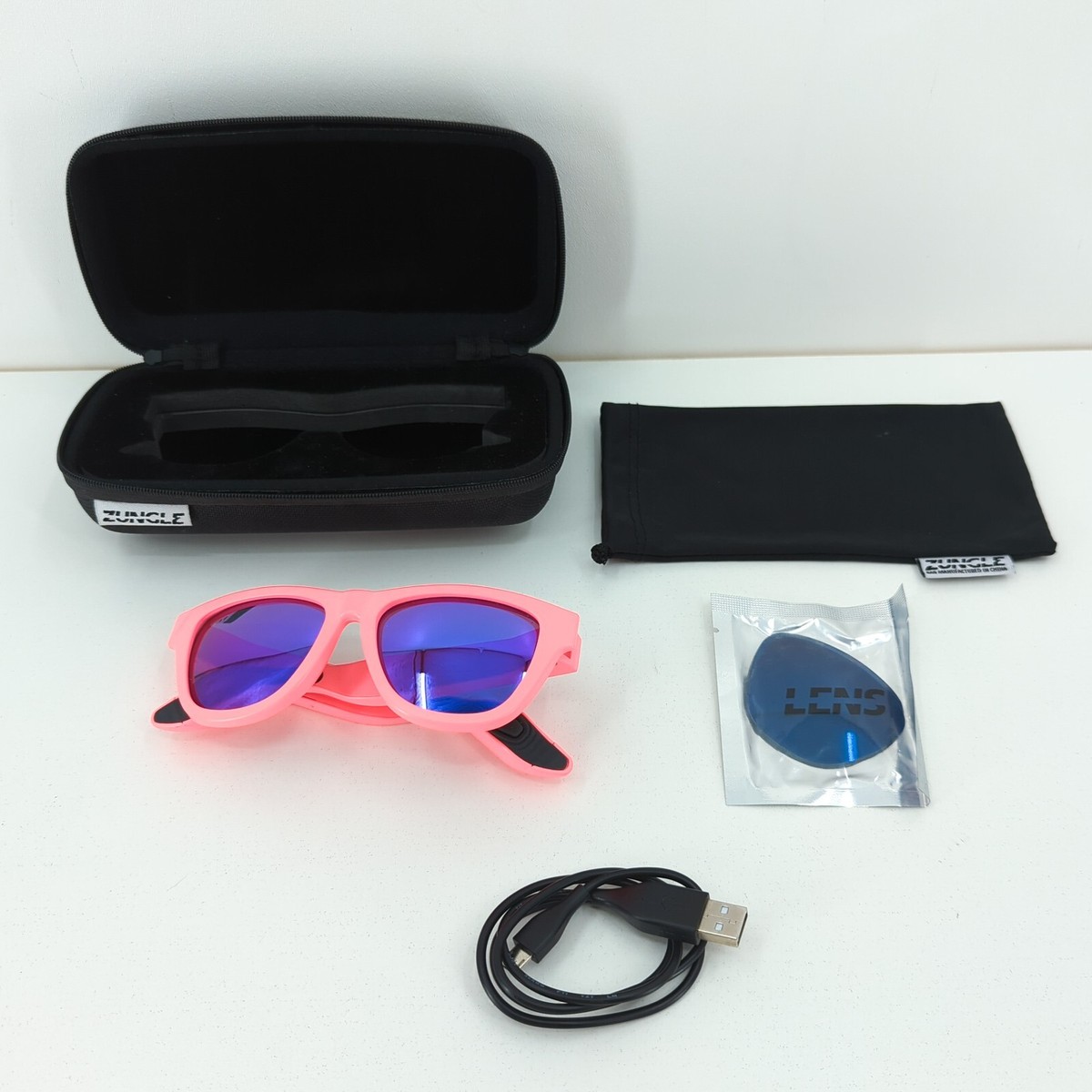 Zungle Panther Bone Conduction Bluetooth Sunglasses Pink Neon
