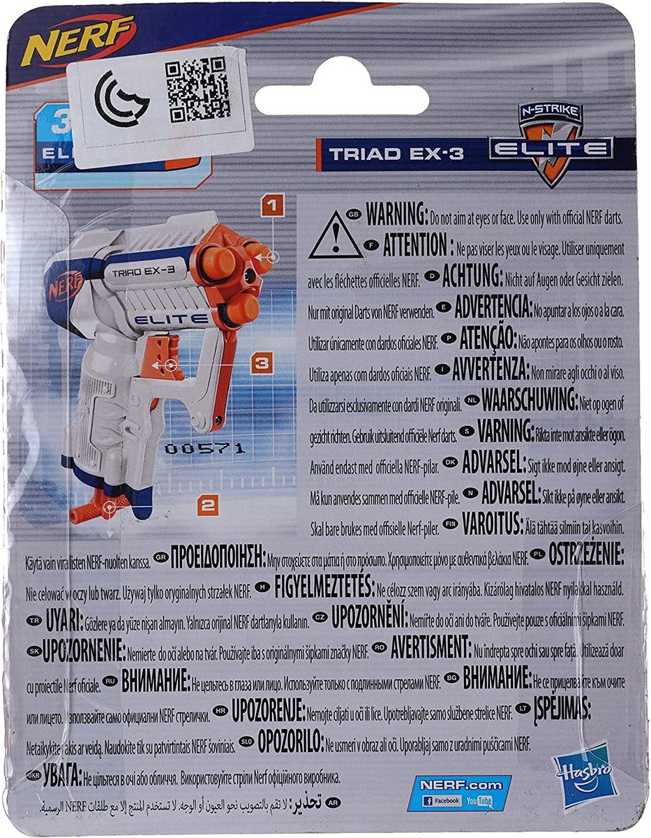NERF トイガンセット Triad EX-3 Nerf 3 Dart Micro Blaster Triad Ex 3 Shoots up to 22 metres